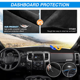 CARTIST dash cover held by hand demonstrating fit and scale benefit
