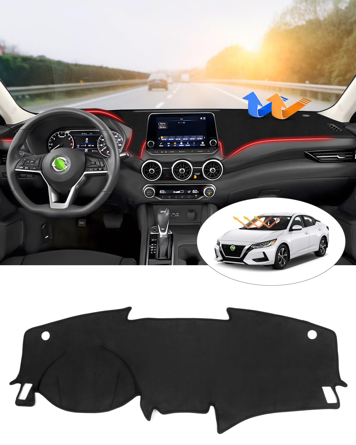 CARTIST front view of fitted dash cover showing precise fit and low-glare benefit