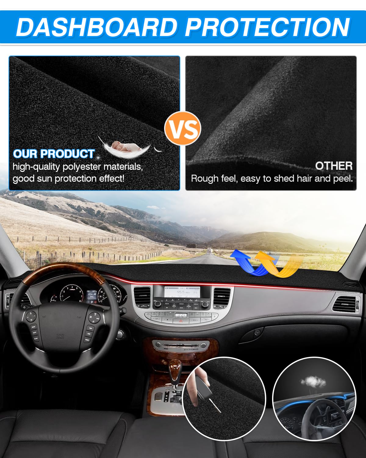 CARTIST side profile showing contoured fit hugging dashboard edges for neat look
