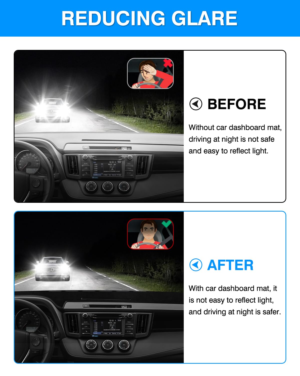 CARTIST side profile of mat fitting dashboard contours demonstrating secure placement