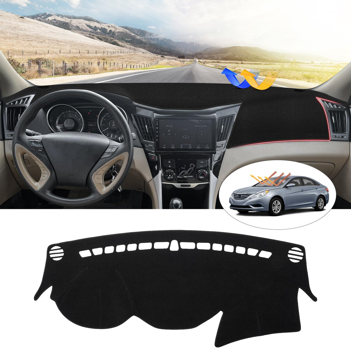 CARTIST front view on Sonata dash showing precise fit and protection