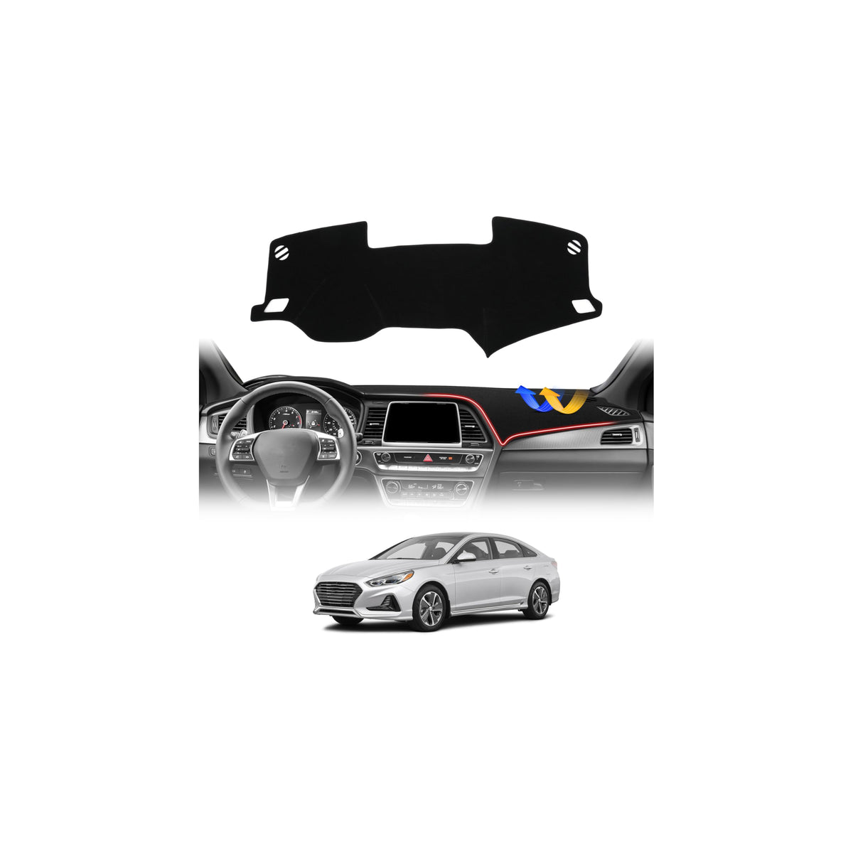 CARTIST front view fitted dash cover protecting Sonata dash from sun