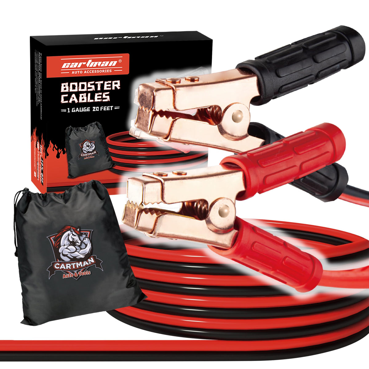 CARTMAN front packaging showing 20 ft cables and carry bag benefit reliability