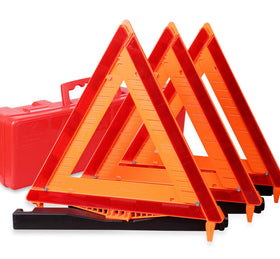 CARTMAN front view of boxed three-pack triangles showing DOT approval and clear labeling, improves preparedness