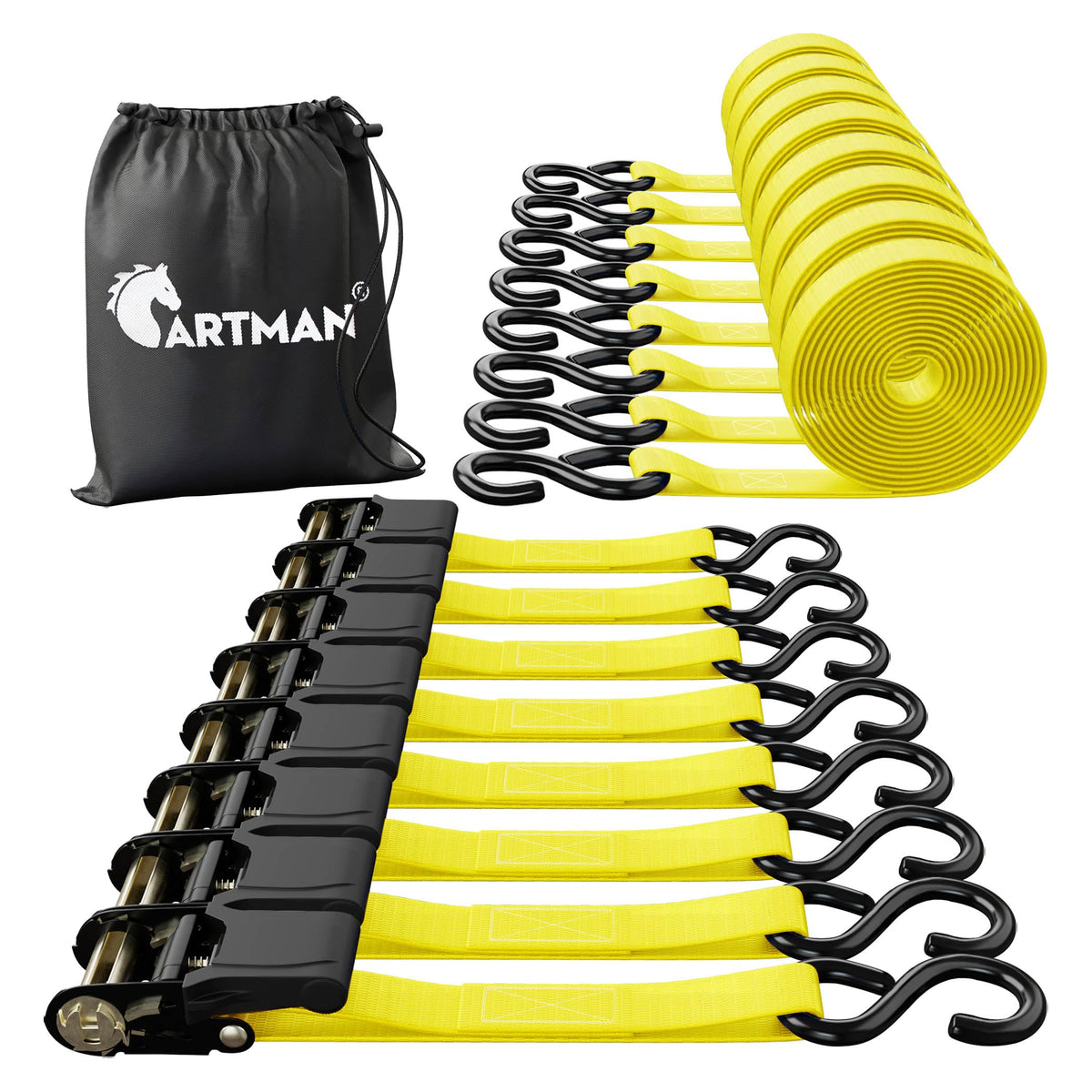 CARTMAN front packaging eight-pack in yellow showing contents and visibility benefit