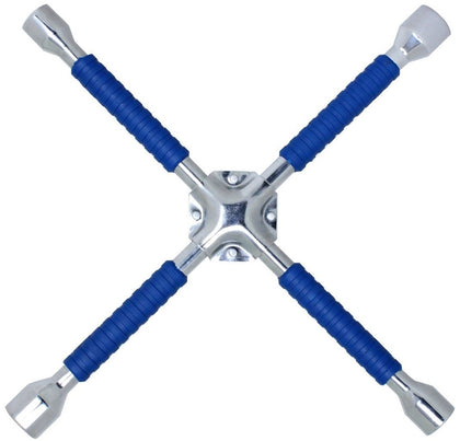 CARTMAN front view of 4-way cross wrench showing four sockets and stable cross shape for quick use