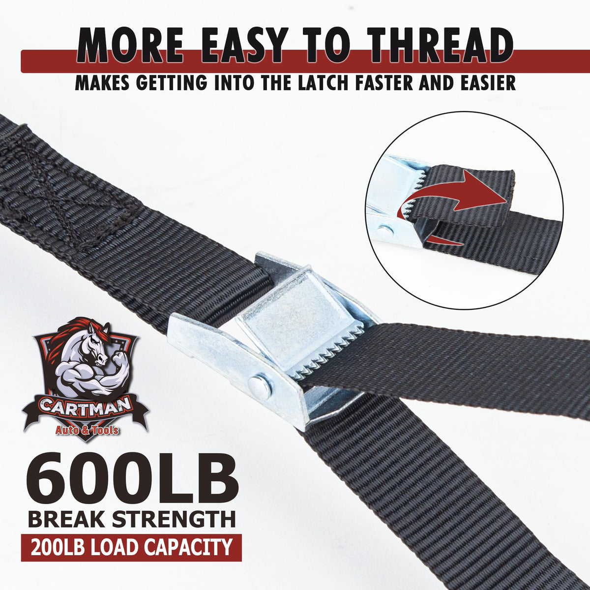 CARTMAN detailed view of black woven webbing highlighting abrasion resistance benefit
