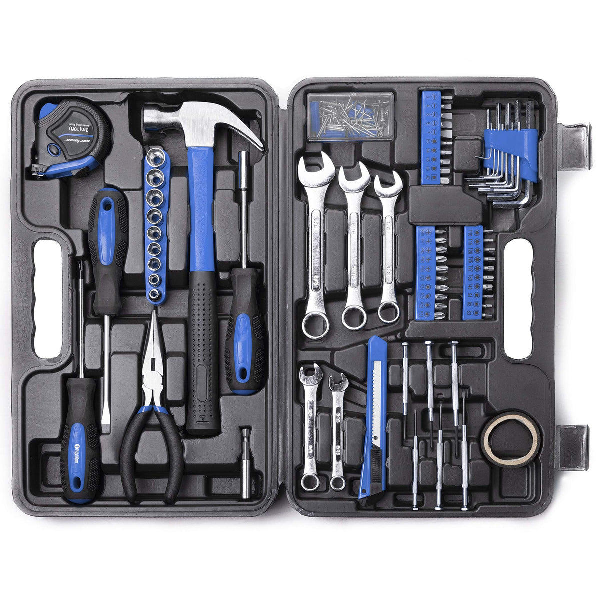 CARTMAN blue case front view showing compact organized storage and portability