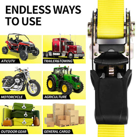 CARTMAN straps holding mixed gear in a truck bed for stable transport