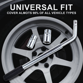 CARTMAN wrench in use on a car wheel showing ease of loosening lug nuts during roadside change