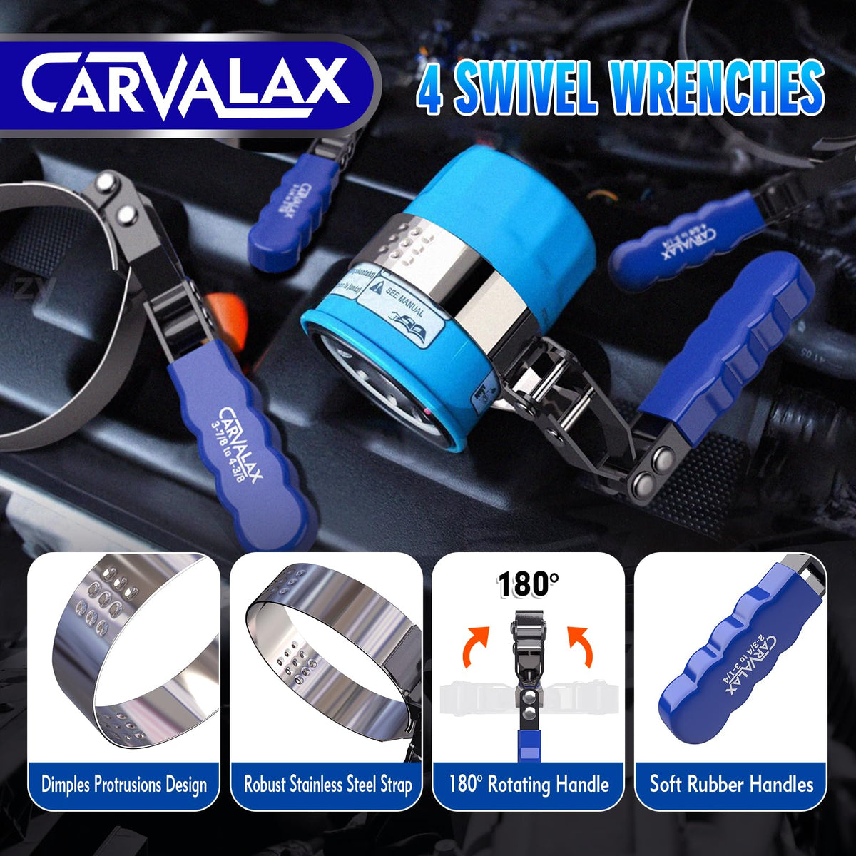 CARVALAX 3-jaw remover gripping filter to simplify tight-space removal