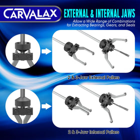 CARVALAX axle puller attached in-use demonstrating controlled extraction