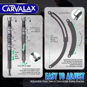CARVALAX tool compressing a MacPherson strut illustrating controlled removal benefit