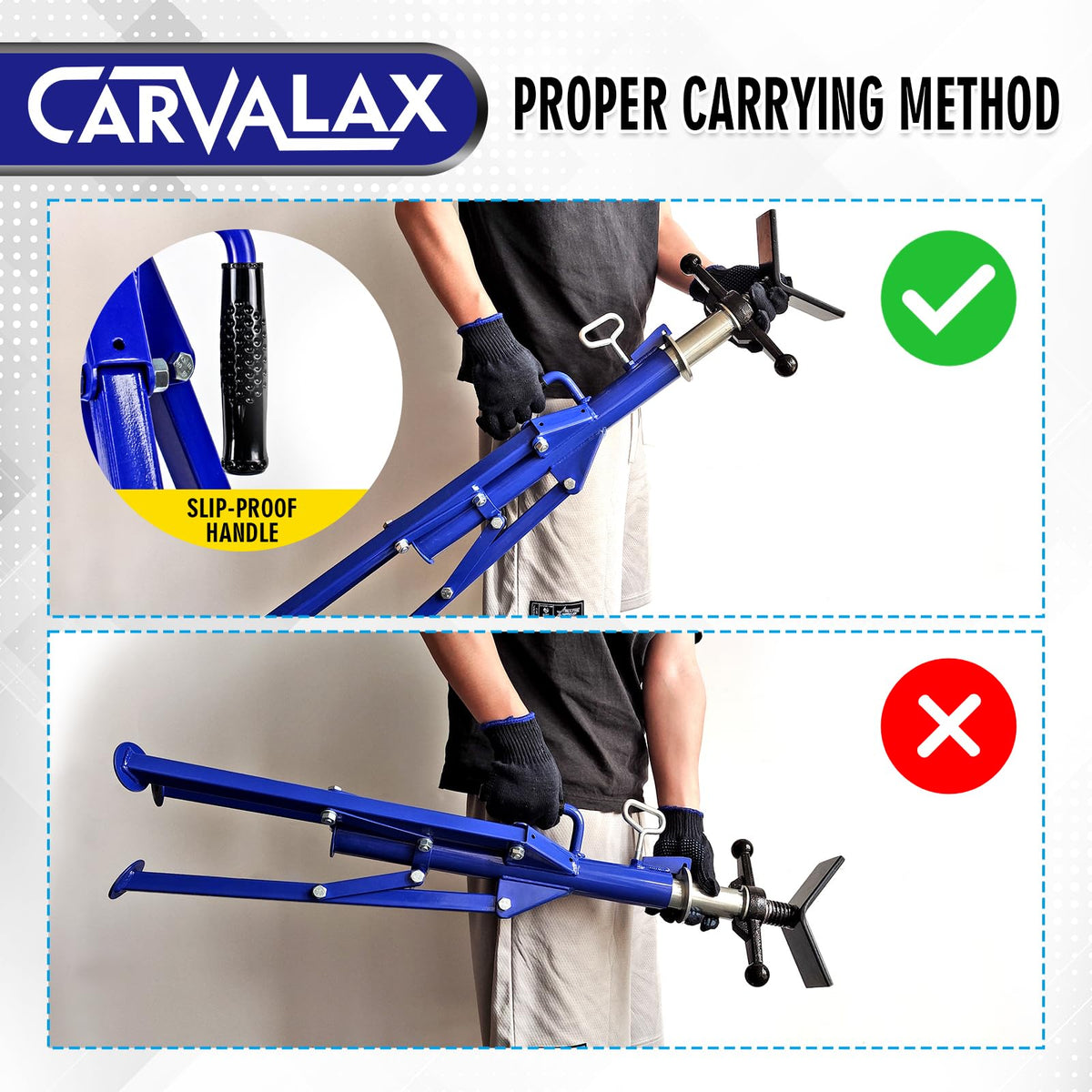 CARVALAX label and adjusting screw detail demonstrating corrosion resistance