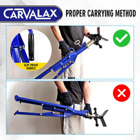 CARVALAX label and adjusting screw detail demonstrating corrosion resistance
