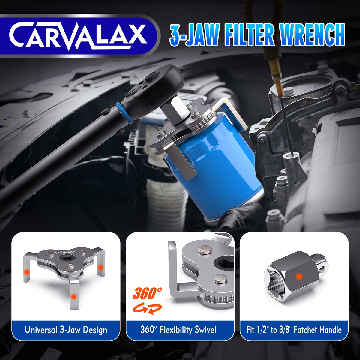 CARVALAX tools neatly organized in durable case for easy transport
