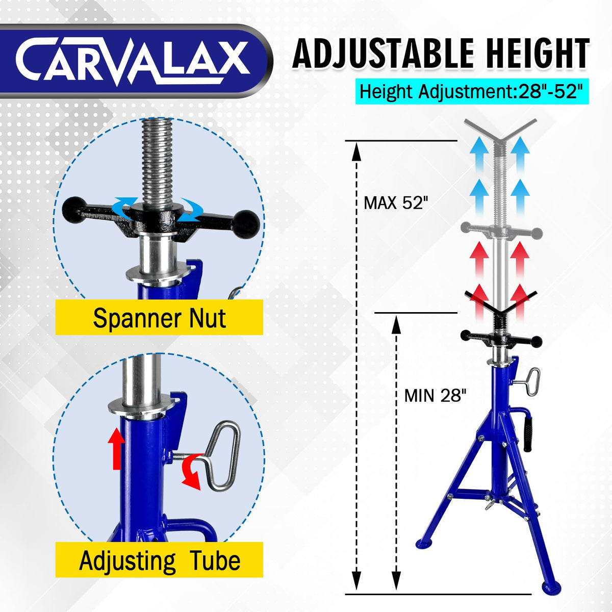 CARVALAX V-head holding a pipe in place during welding for stable support