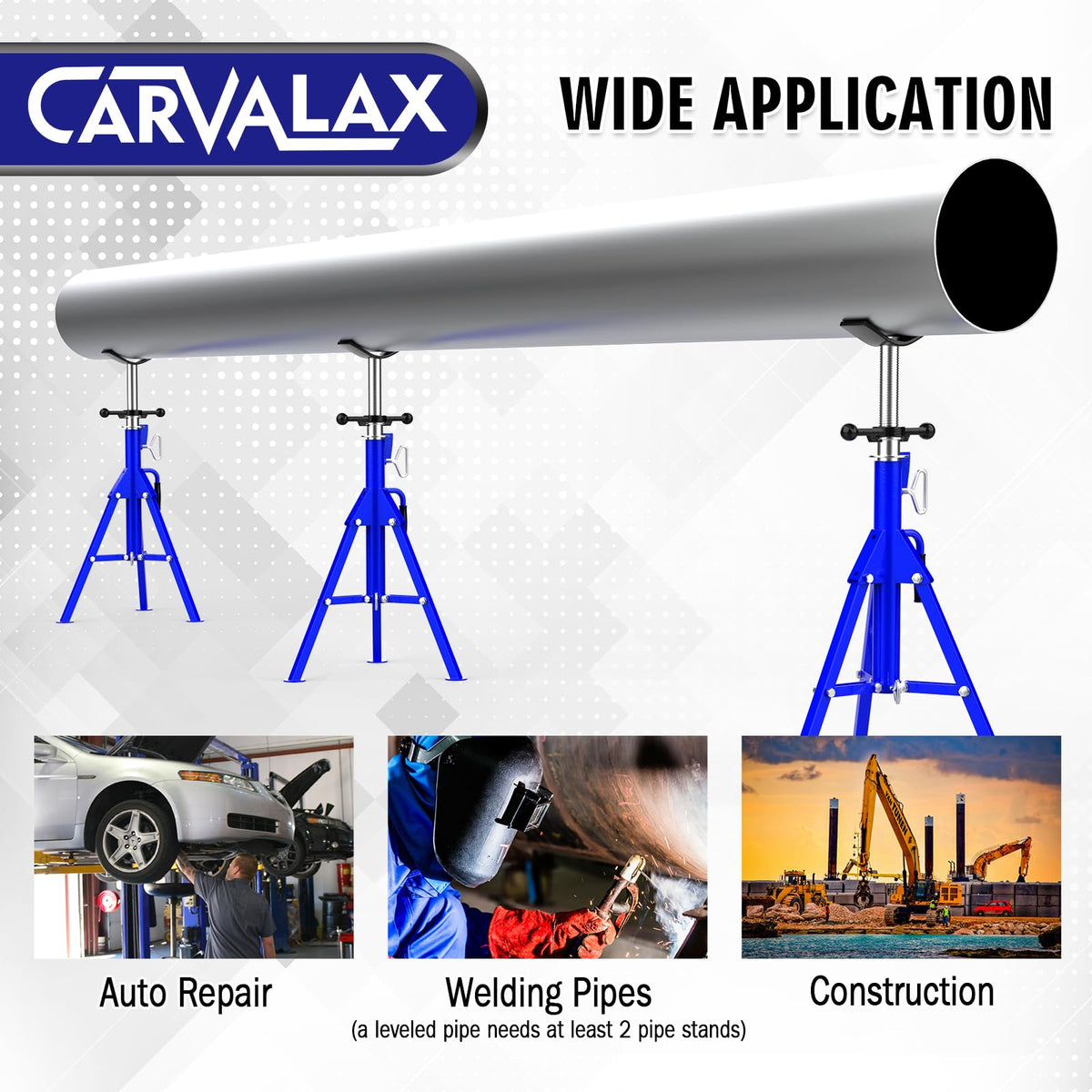 CARVALAX stands in a workshop supporting pipe to speed fabrication