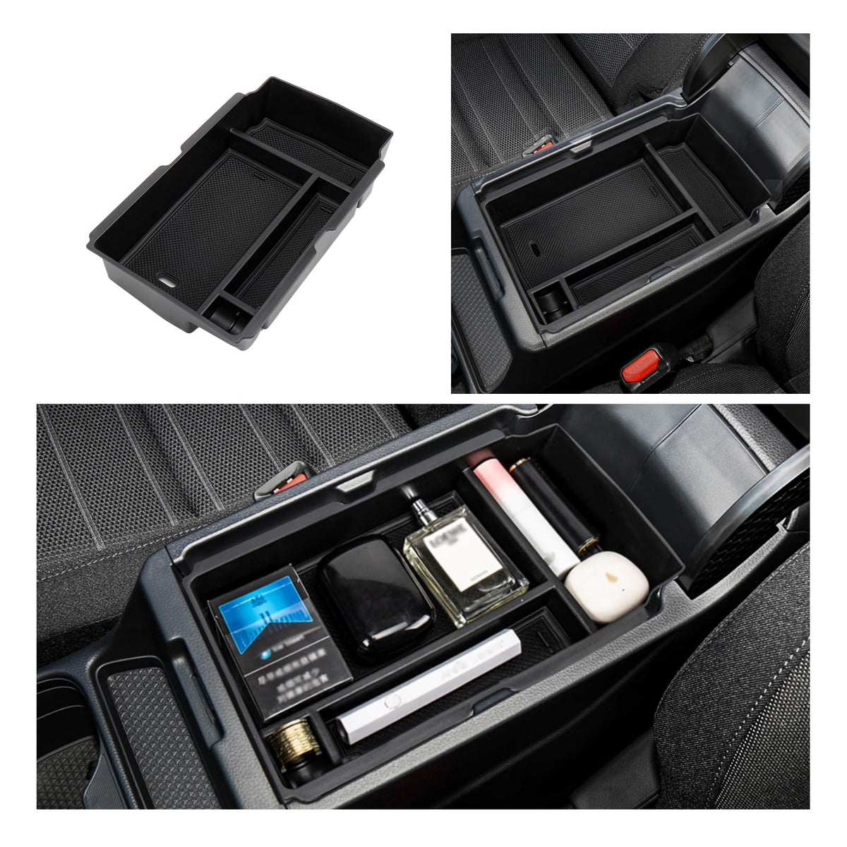 Carwiner secondary bin placed inside CR-V console showing extra capacity benefit
