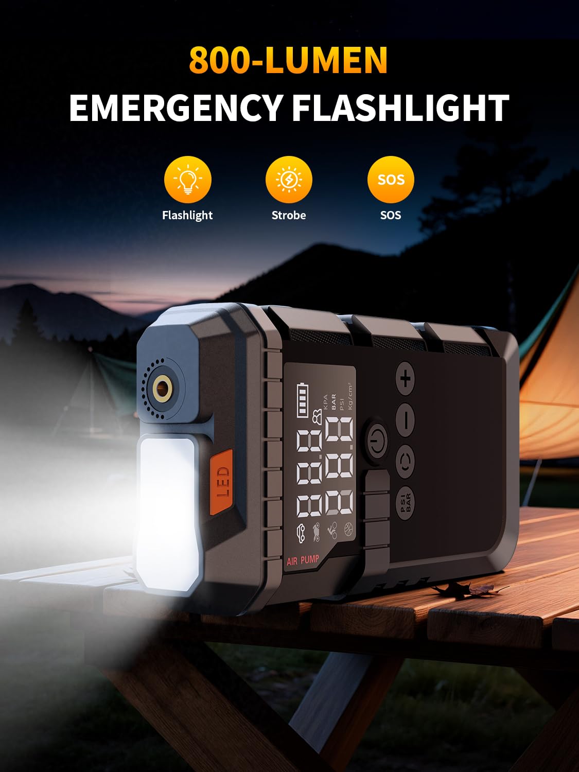Carzip 800-lumen LED light illuminating roadside scene for safe nighttime use