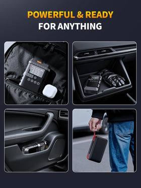 Carzip CYD21 placed in car trunk to illustrate compact size and portability