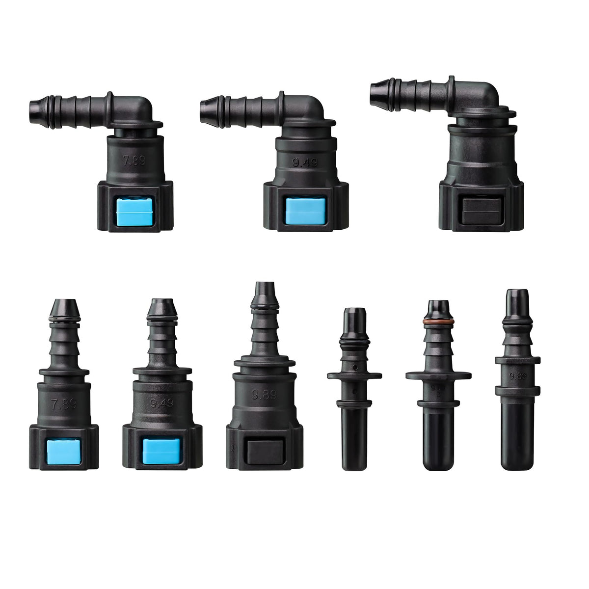 CASIFAVI 90° elbow connector close-up showing compact shape and leak-resistant seal
