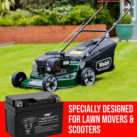 Casil YTX4L-BS side label detail highlighting 12V 3Ah AGM specification benefits
