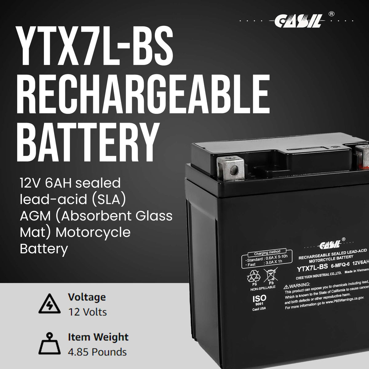 Casil battery terminals close-up showing nut and bolt connection benefit