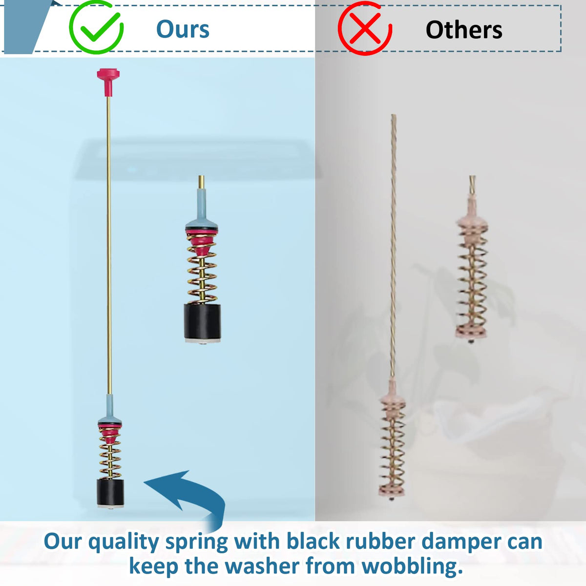 Casmer suspension rods installed in washer tub reducing vibration