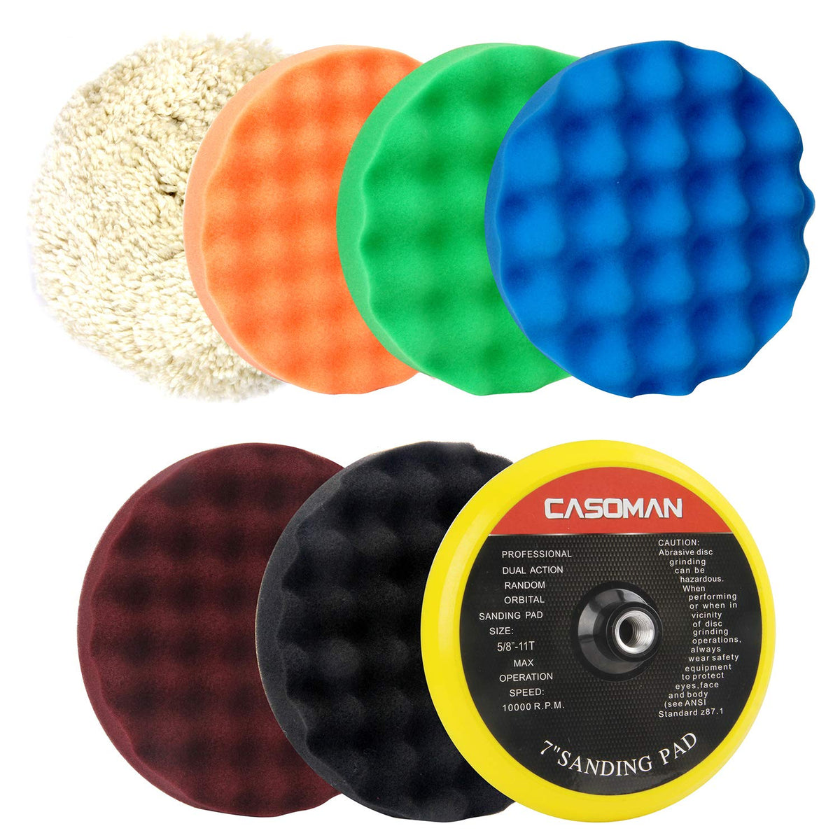 CASOMAN front view of 7-inch pad kit showing contents and benefits