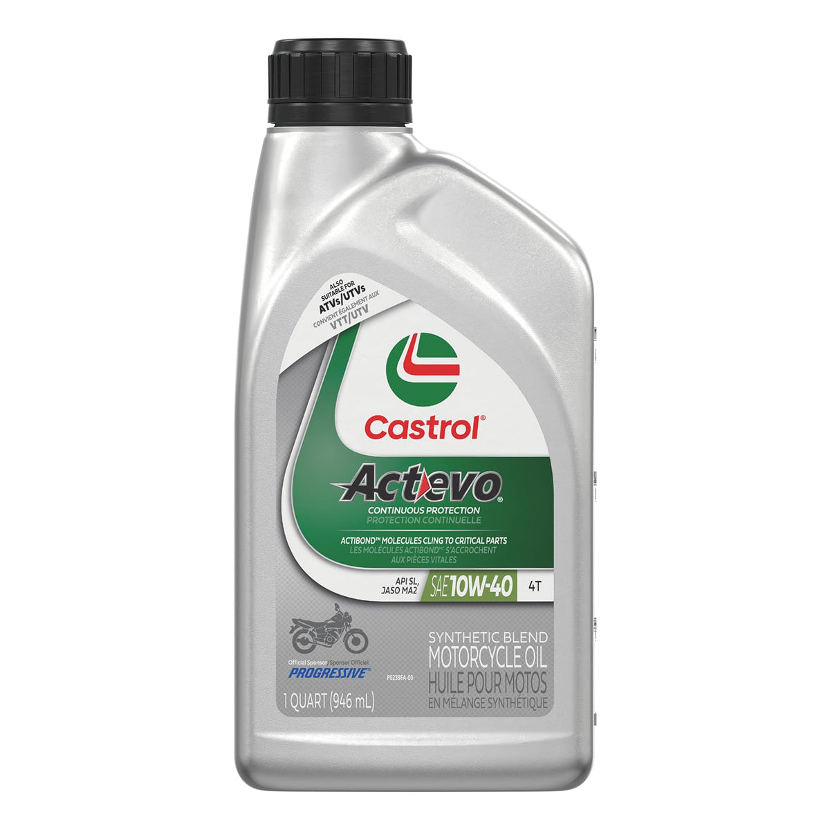 Castrol Actevo front packaging showing label and benefit of heat protection
