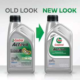 Castrol Actevo being poured into motorcycle engine for fast protection