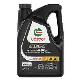 Castrol EDGE front packaging showing 5-quart bottle and brand benefit