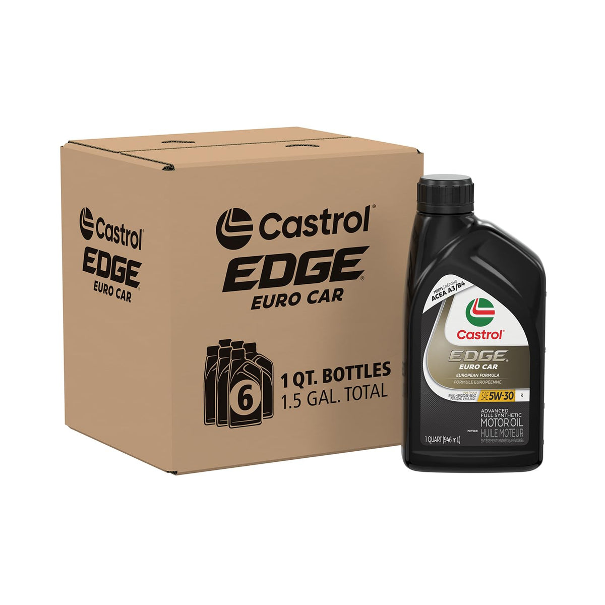 Castrol EDGE 5W-30 K front packaging showing product and branding, ensures specification compliance