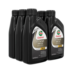 Castrol EDGE 5W-30 K bottle beside an open engine bay showing real-world fit and protection