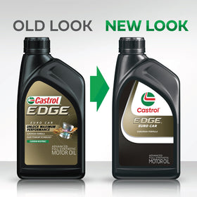 Castrol EDGE 5W-30 K pour spout closeup demonstrating easy pouring and spill reduction