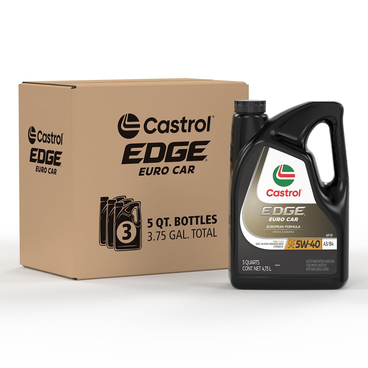 Castrol EDGE front packaging showing label and approvals for confident selection