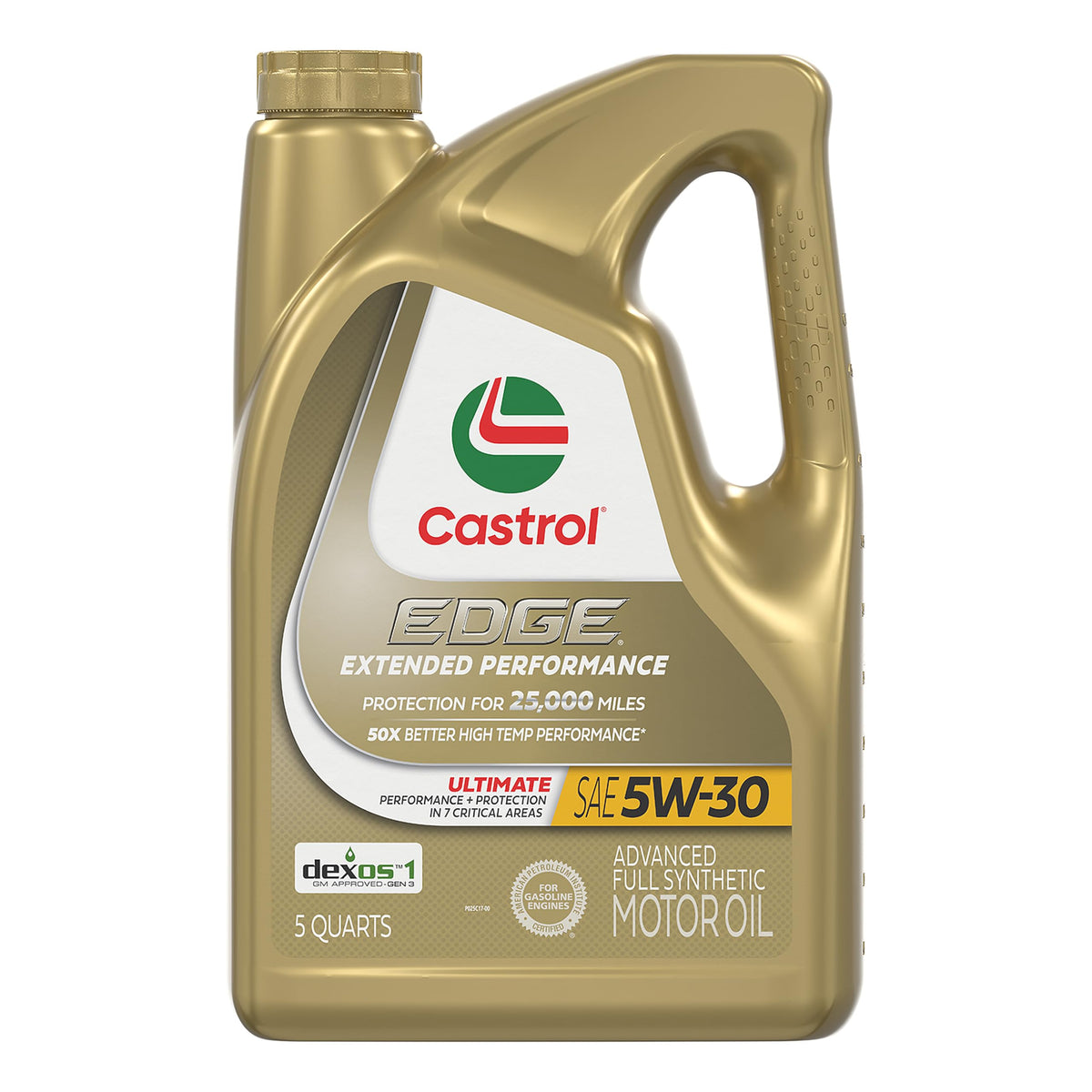 Castrol EDGE front 5 quart bottle showing brand and product benefits