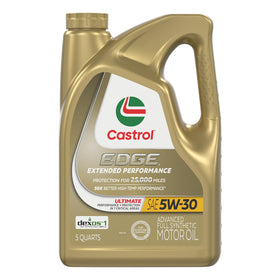 Castrol EDGE front 5 quart bottle showing brand and product benefits