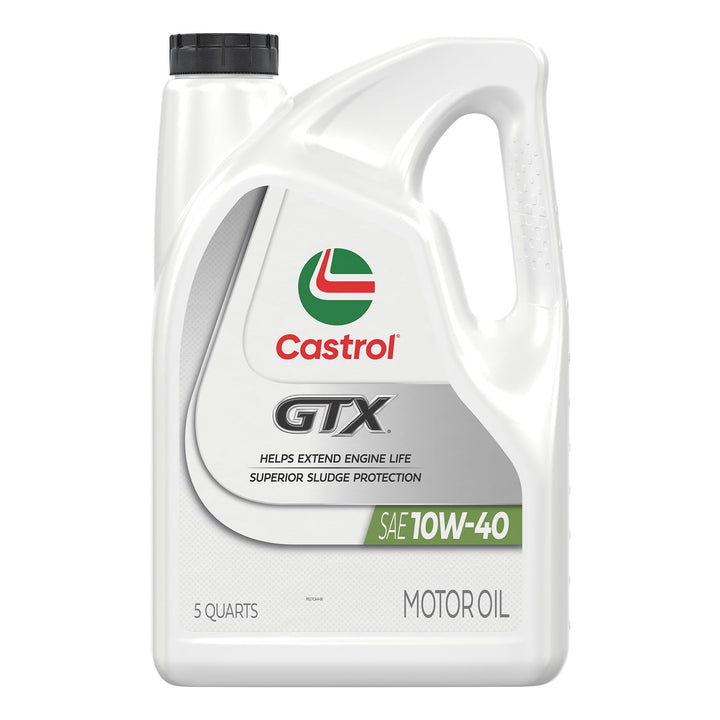 Castrol GTX front jug showing 10W-40 label and clear brand protection