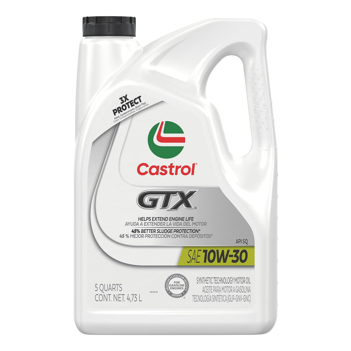 Castrol GTX front label showing product name and volume, clear identification benefit