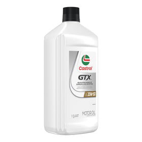 Castrol GTX quart beside a tape measure showing size and scale