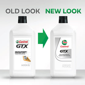 Castrol GTX top label close-up highlighting viscosity and specs