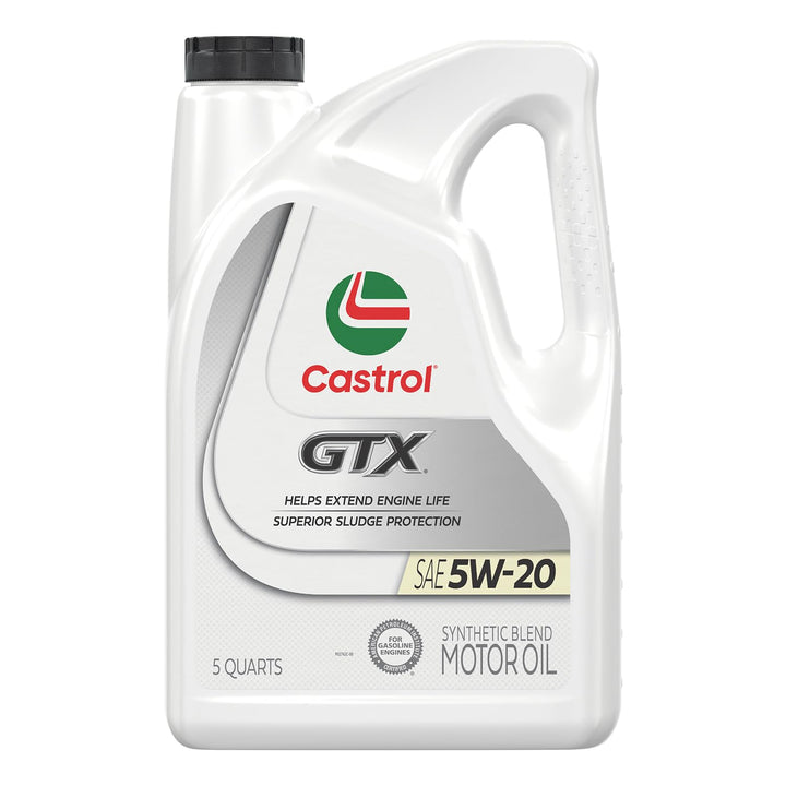 Castrol GTX 5W-20 front packaging showing label and approvals for quick identification and trust