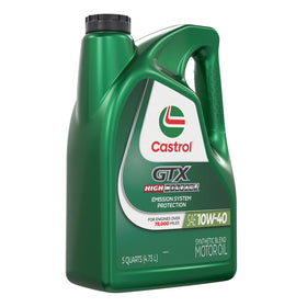 Castrol GTX back label close-up showing specifications and application benefits