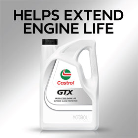 Close-up of Castrol label highlighting specifications and API approvals