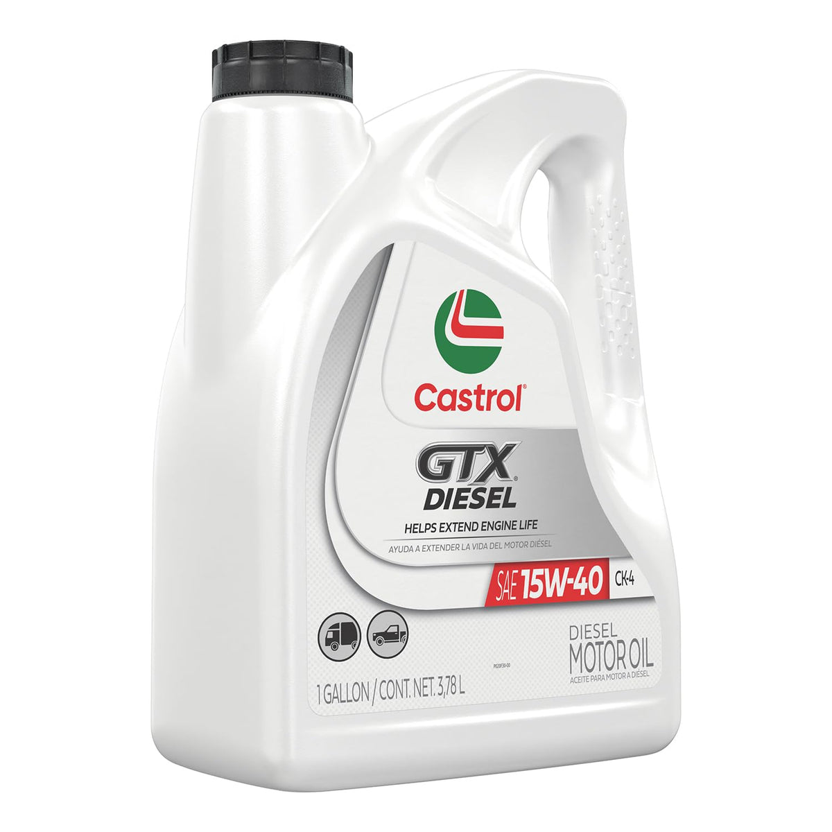 Three 1-gallon Castrol bottles beside a toolbox showing storage convenience