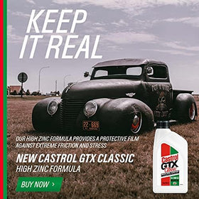 Castrol GTX Classic pouring into engine demonstrating Castrol protection during service