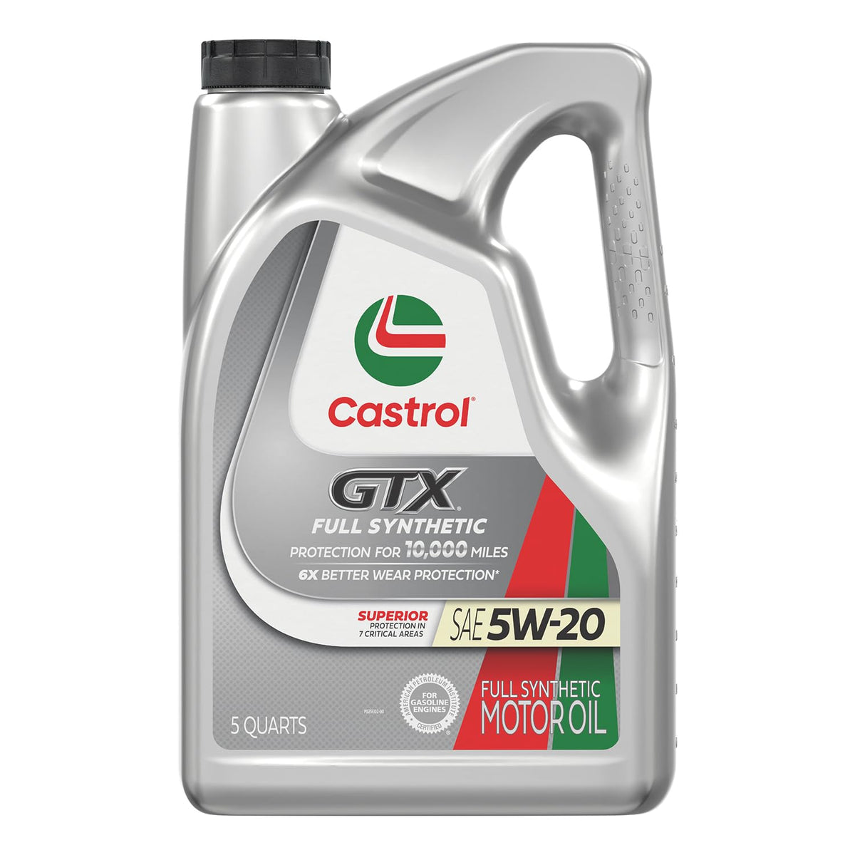Castrol GTX full synthetic 5W-20 front packaging showing bottle and capacity for easy recognition