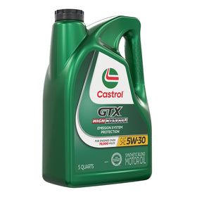 Angled Castrol bottle showing shape and grip for easy handling